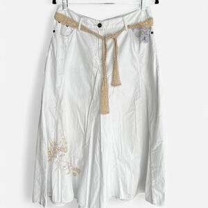 Faded Glory Midi Skirt with embroidered flowers